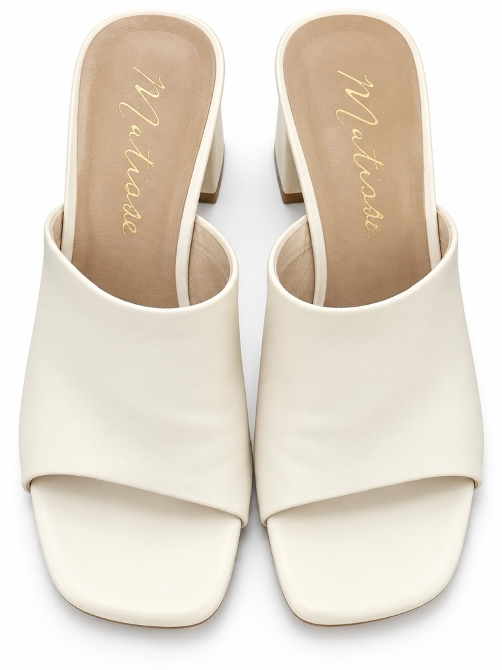 Matisse Ivory Leather Block Heel Mules – Size 9.5